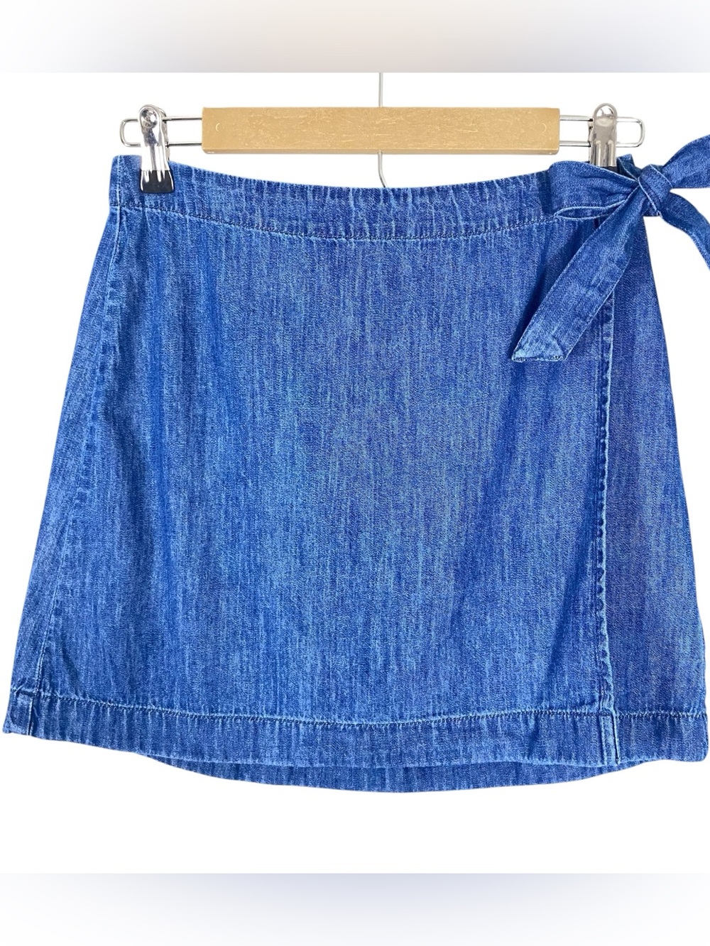 Gap Blue Denim Jean Wrap Mini Skirt Size Small Blue A-Line Lightweight